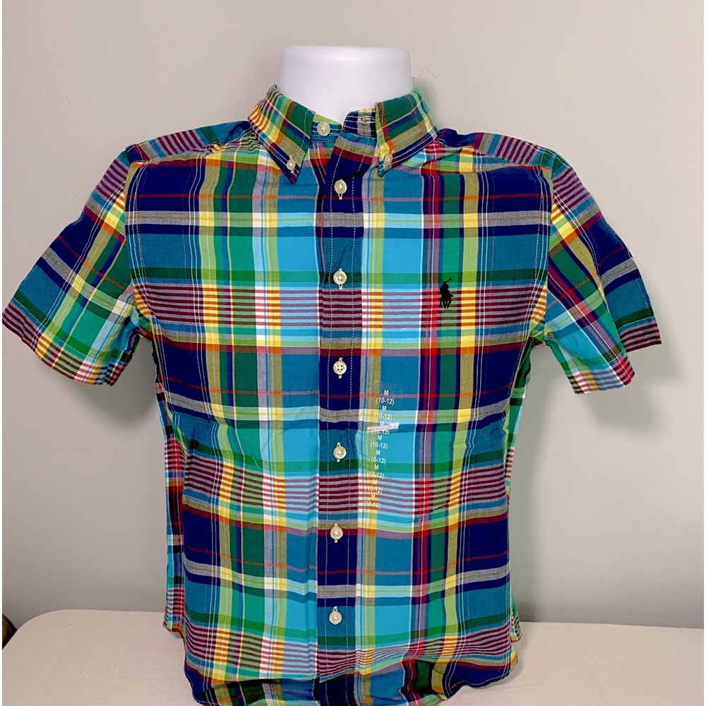 Boys Ralph Lauren Short Sleeve Button Down Size 10-12